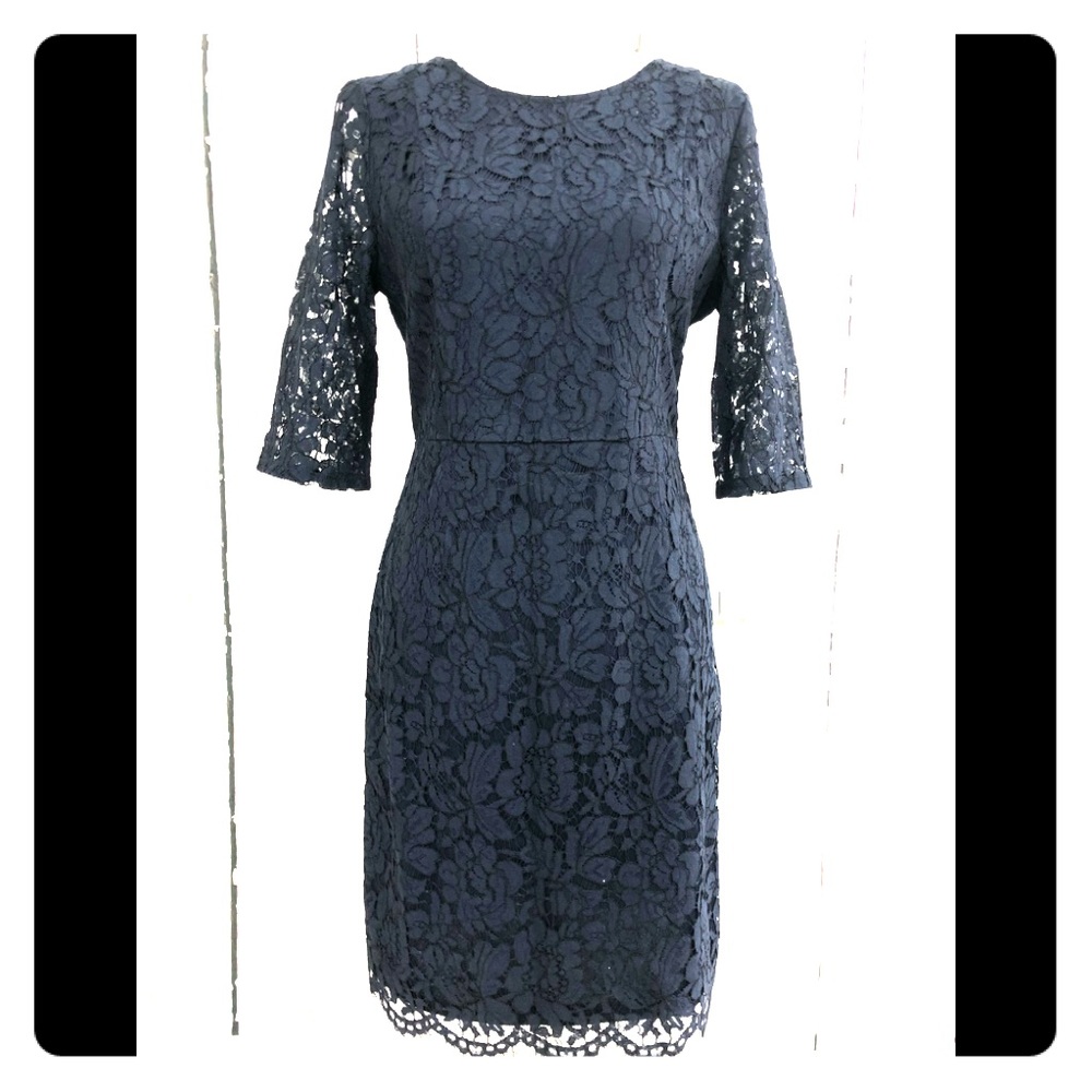 Timeless Navy Lace Sharagano Dress